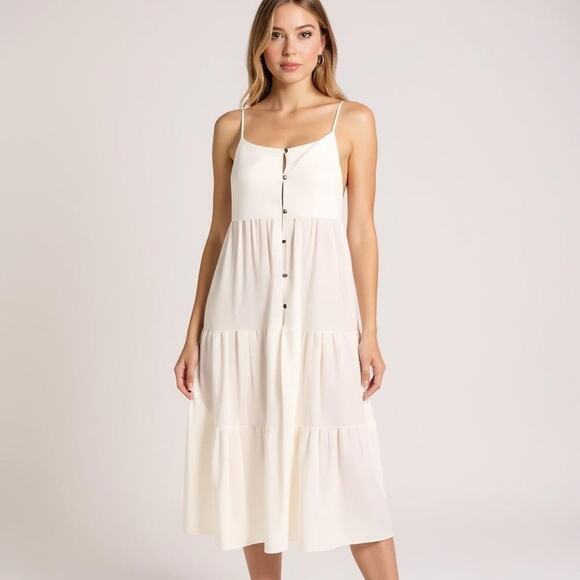 Hurley Boho Breeze Midi Dress Off White XS-M NWT - Picture 1 of 10